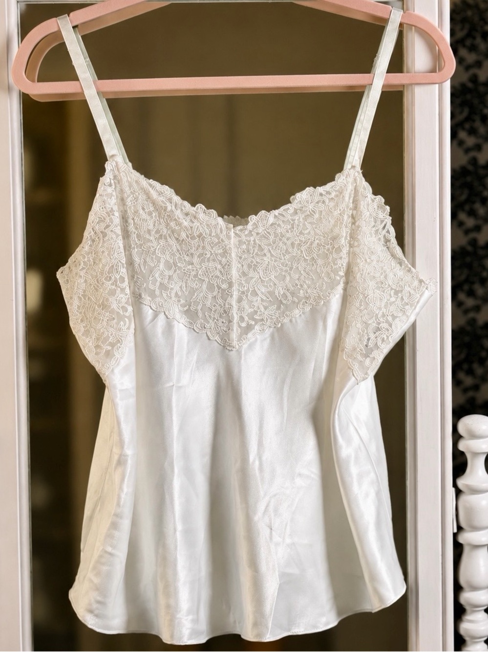 Cabernet Vintage Ivory Satin Lace Camisole Size L